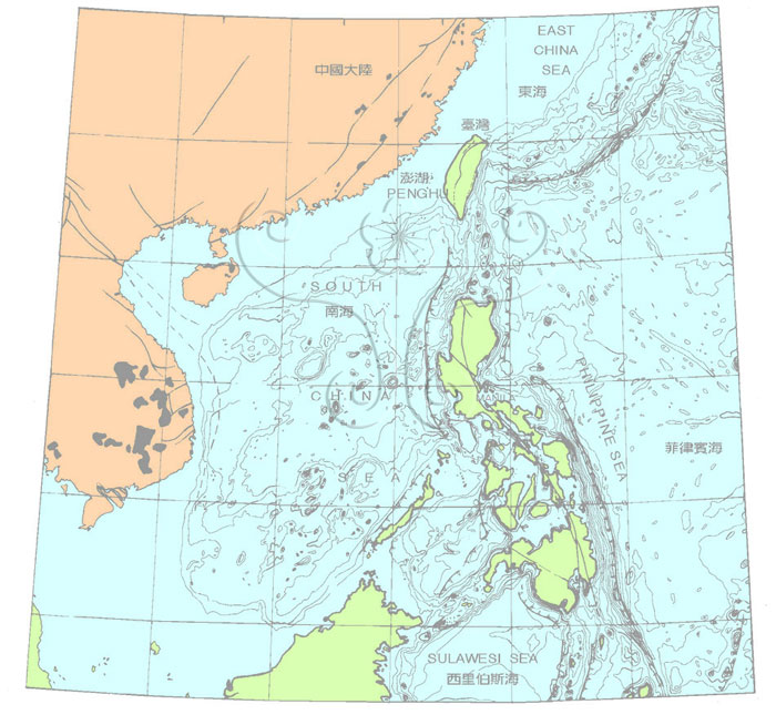 * 圖說：
				圖1.臺灣及其鄰近區域地形與構造略圖