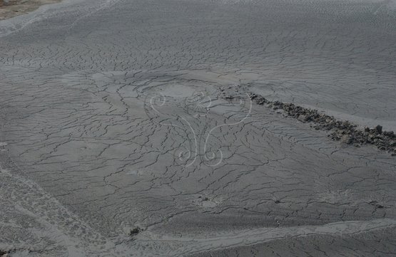 圖31.萬丹鯉魚山泥火山爆發後留下之地面，看似瑪珥火山口(低平火山口)，有多個噴泥口或稱為噴泥盆之窪地小水塘及小的噴泥洞。